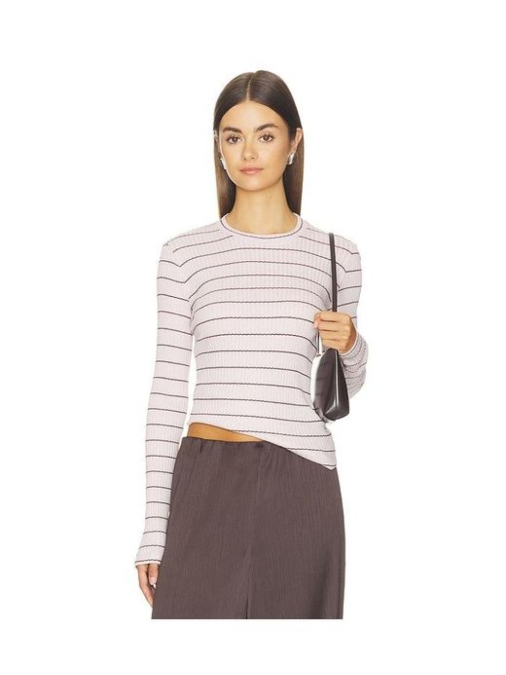 Vince Micro Stripe Long-Sleeve Crewneck Top